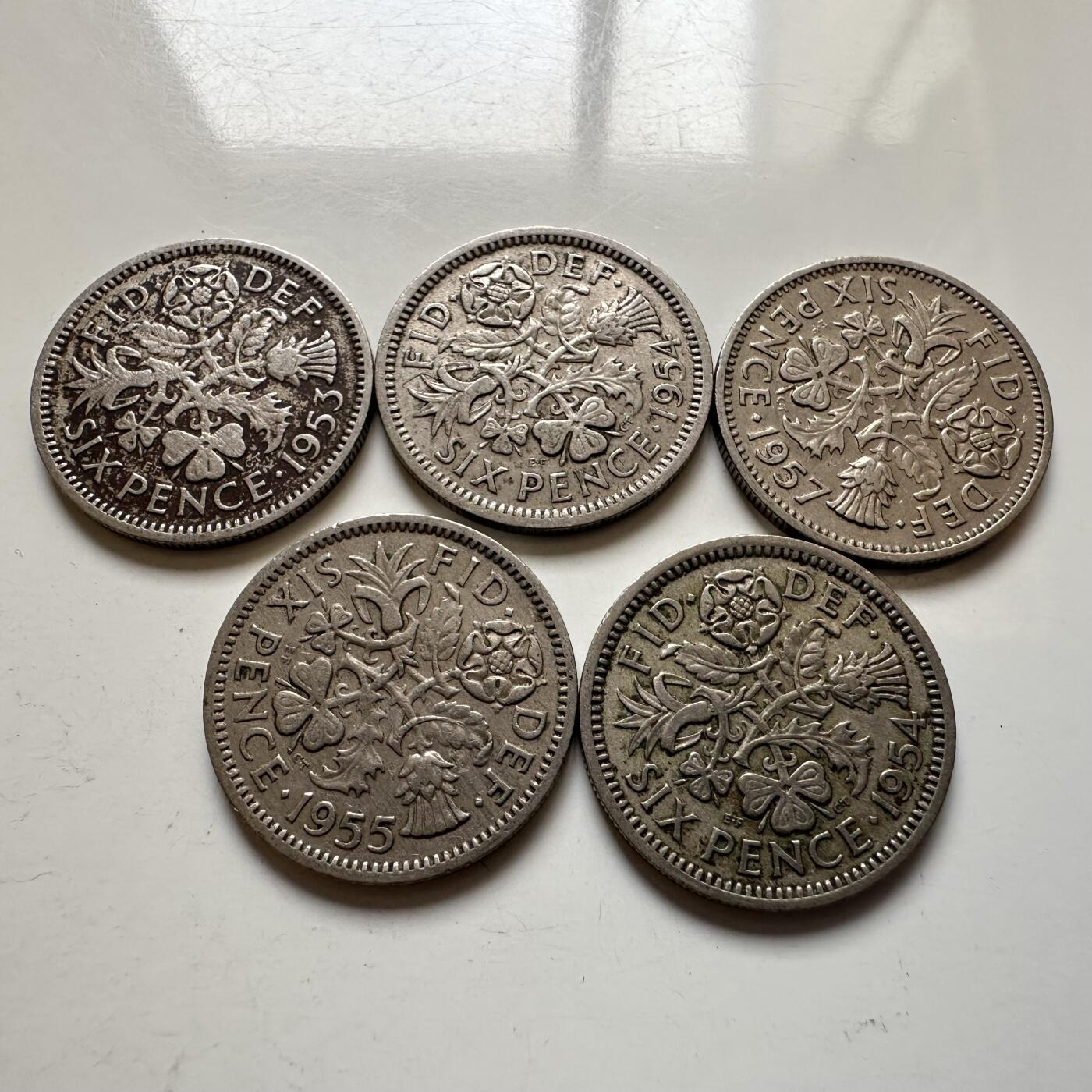 🌹外币初藏🌹🐯2026年第6场  每周二四六晚8️⃣点 接代拍 英国50年代三便士5枚 含登基版