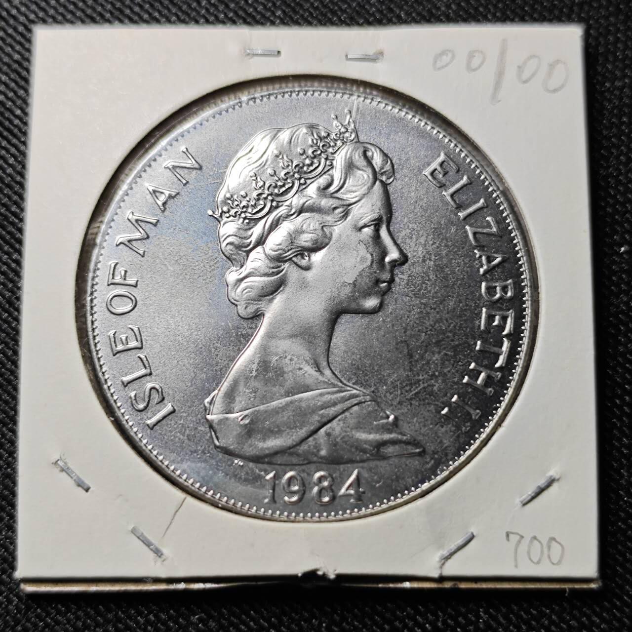 KK钱币收藏小铺  第400期  百期特拍（四拍之四）2月预留时间 周末发货  1984马恩岛1克朗纪念币 洛杉矶奥运会纪念