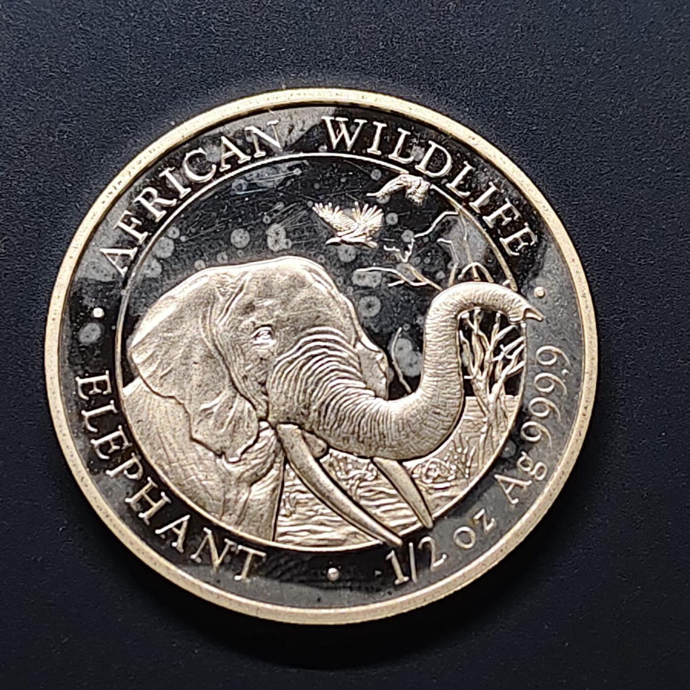 【全场包邮】纯粹捡漏拍495场-持续更新中 索马里2018年10先令大象1/2盎司9999纯银【33毫米15.55克，纯银价约311元（按20元银价折算）】