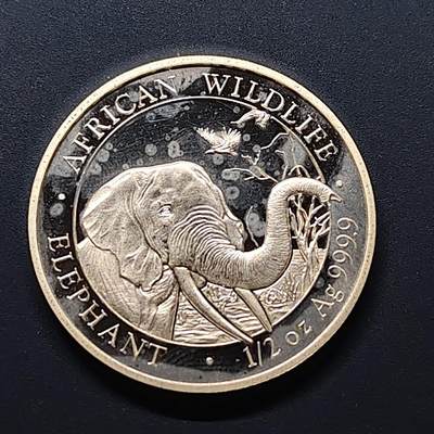 【全场包邮】纯粹捡漏拍495场-持续更新中 - 索马里2018年10先令大象1/2盎司9999纯银【33毫米15.55克，纯银价约311元（按20元银价折算）】