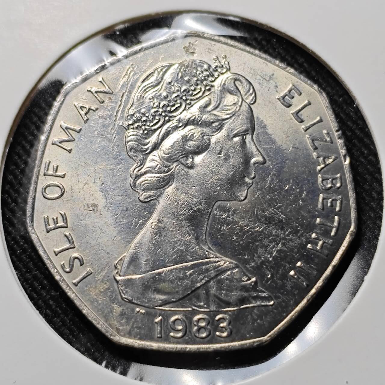 KK钱币收藏小铺  第400期  百期特拍（四拍之四）2月预留时间 周末发货  1983马恩岛50便士纪念币 摩托车比赛纪念