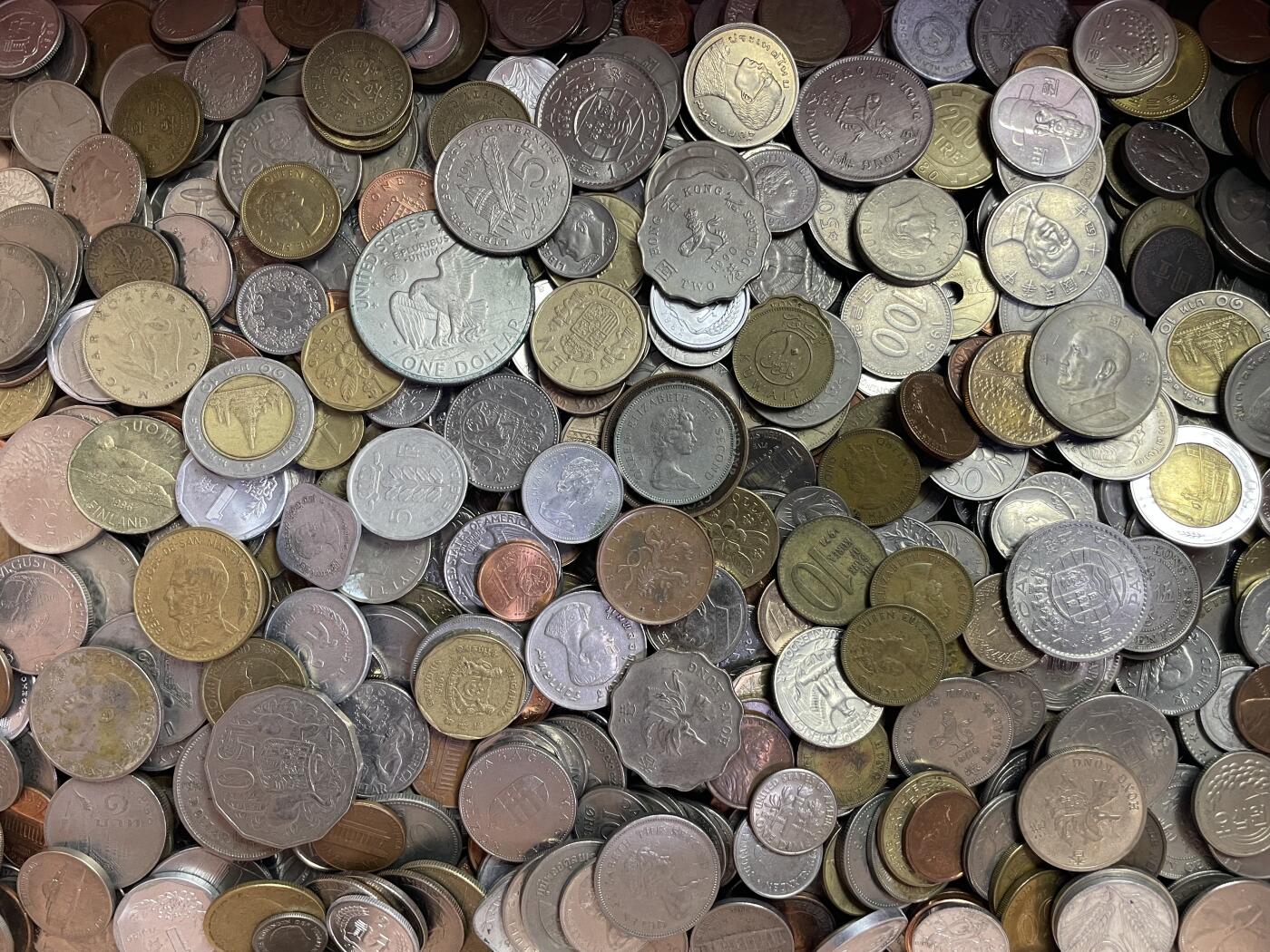 回流0110 各国硬币、纸币14.2斤（无日本币、破烂币）