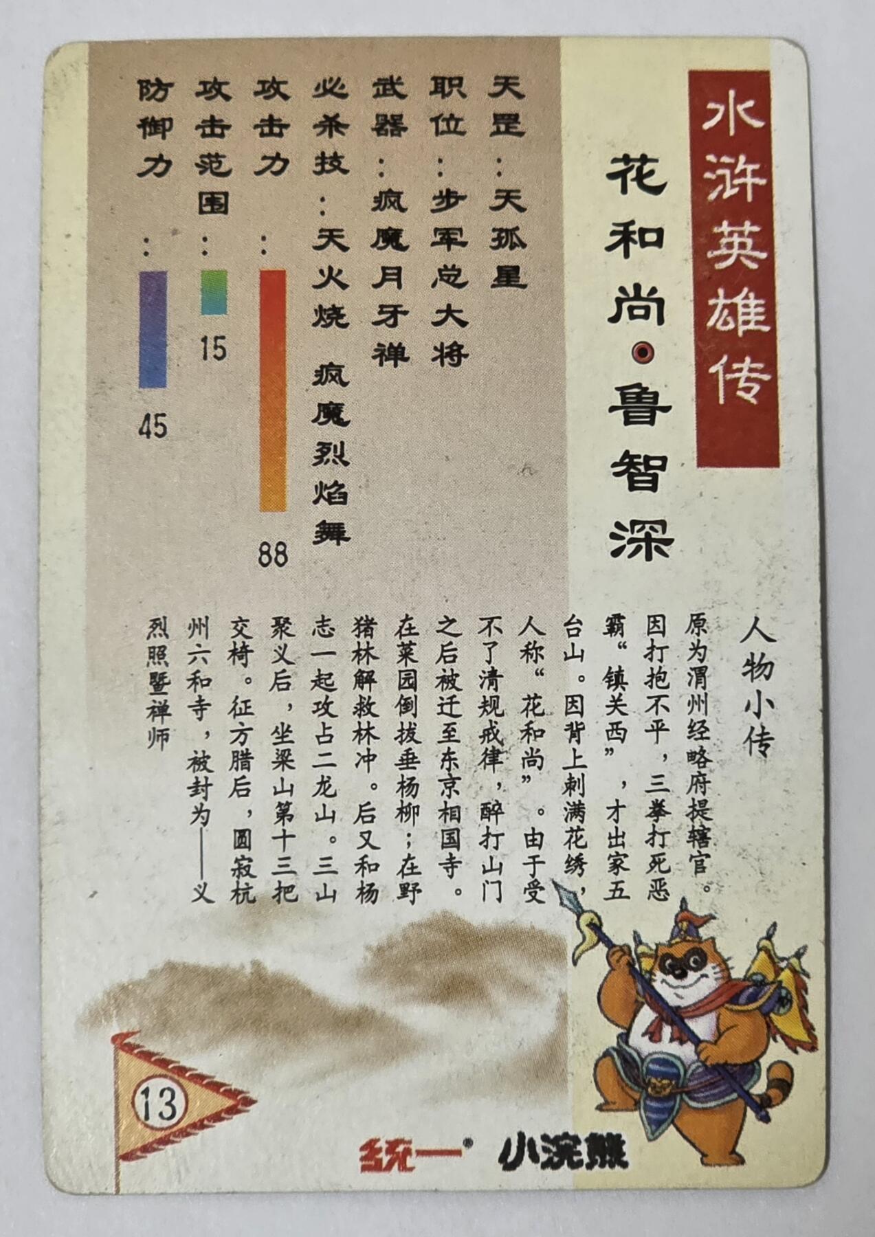 小浣熊水浒卡–昆闪鲁智深–不同光线–不同效果–高清拍摄–纹理清晰