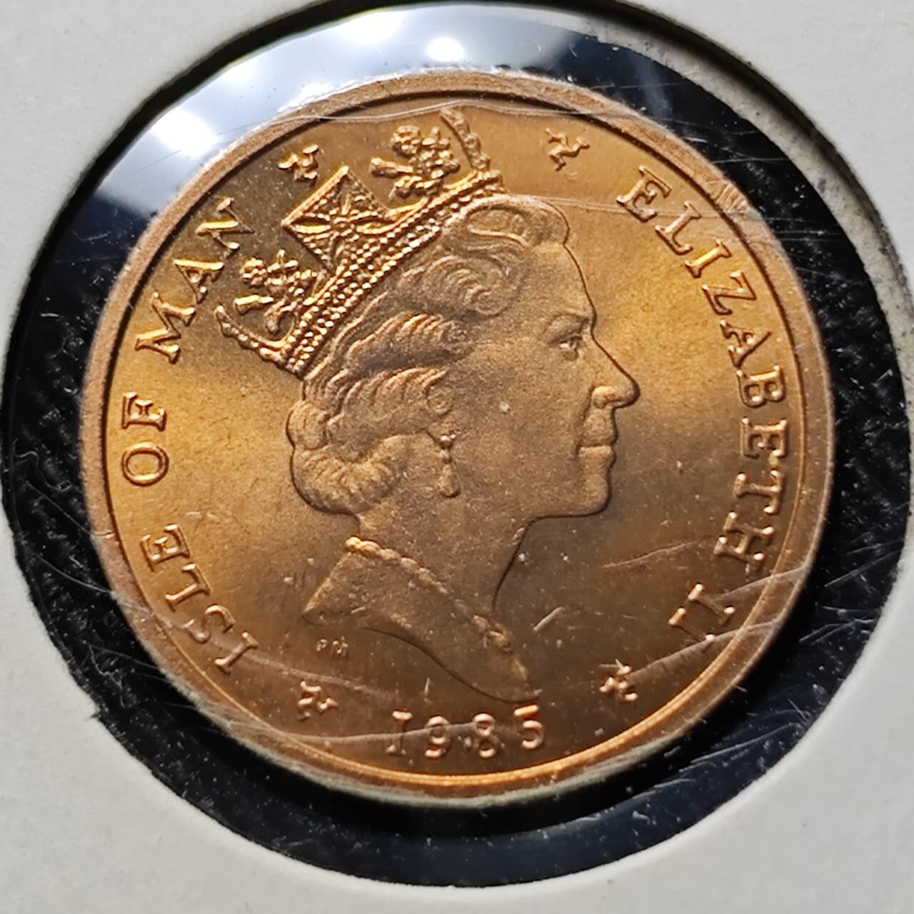 KK钱币收藏小铺  第400期  百期特拍（四拍之四）2月预留时间 周末发货  1985马恩岛1/2便士铜币