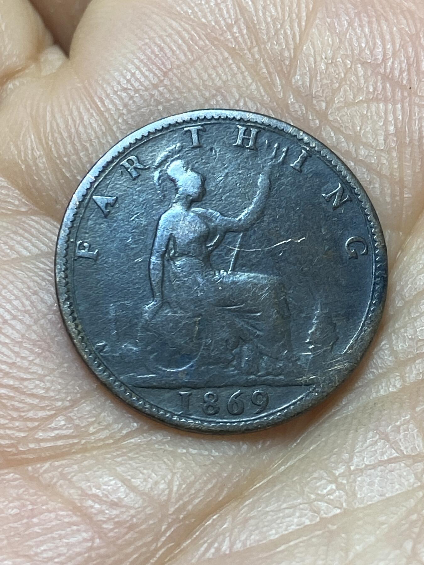 2026年第六场(总第一百七十五场）外国好品散币场(免佣金) 币微不平–英国🇬🇧1869年1法新(维多利亚女王中年桂冠)