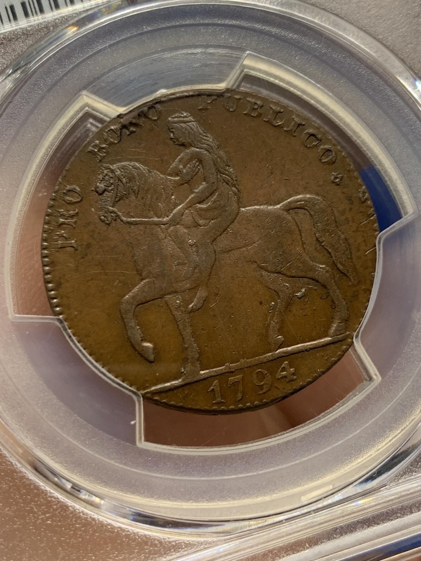 《竞宝斋》第456场 周日，周一，周二   3场连拍 （全场包邮）欢迎送拍 PCGS MS62BN 英国1794 考文垂1/2 便士（塔版） ，Token名誉品，比象版少见很多