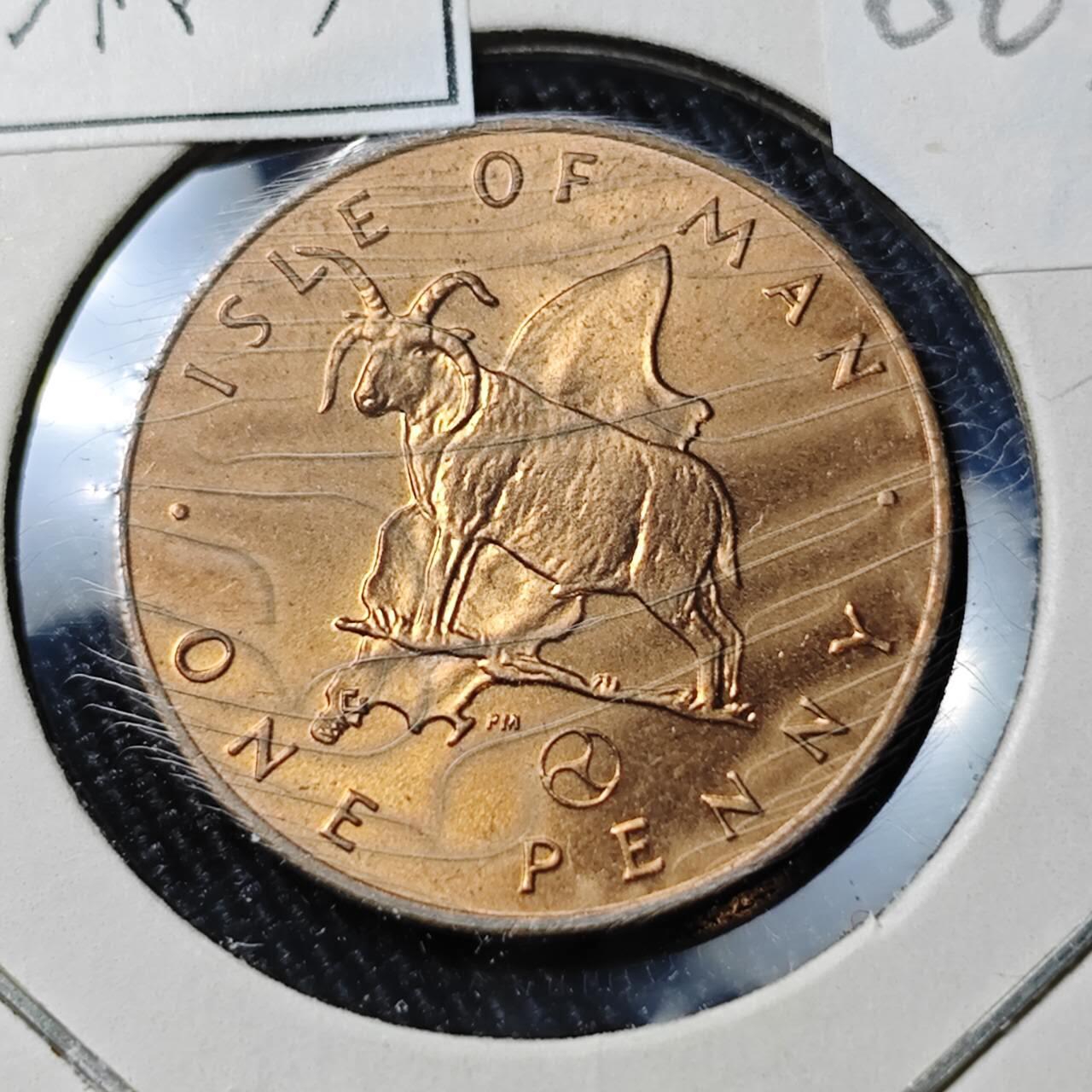 KK钱币收藏小铺  第400期  百期特拍（四拍之四）2月预留时间 周末发货   1979马恩岛一便士铜币 带小三轮火轮