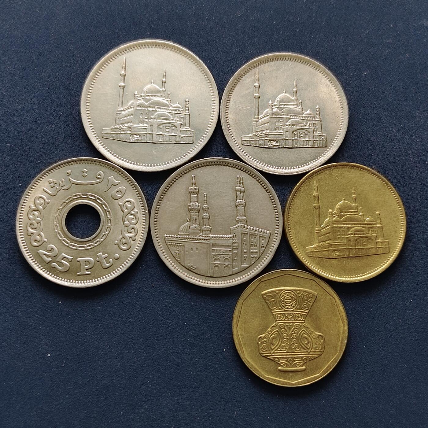 【全场包邮】纯粹捡漏拍494场 埃及1984-1993年清真寺版6枚套币