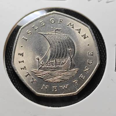 KK钱币收藏小铺  第400期  百期特拍（四拍之四）2月预留时间 周末发货 -  1971马恩岛50便士 好品