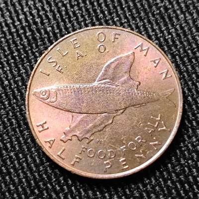 KK钱币收藏小铺  第400期  百期特拍（四拍之四）2月预留时间 周末发货 -  1977马恩岛半便士铜币纪念币FAO 发行量仅70万