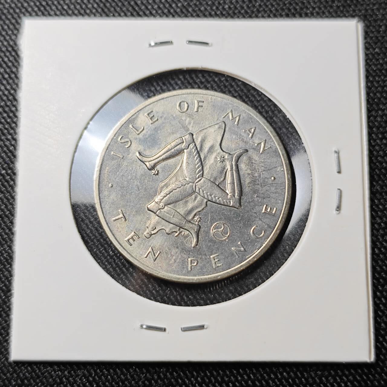 KK钱币收藏小铺  第400期  百期特拍（四拍之四）2月预留时间 周末发货   1979马恩岛10便士 带小三轮火轮