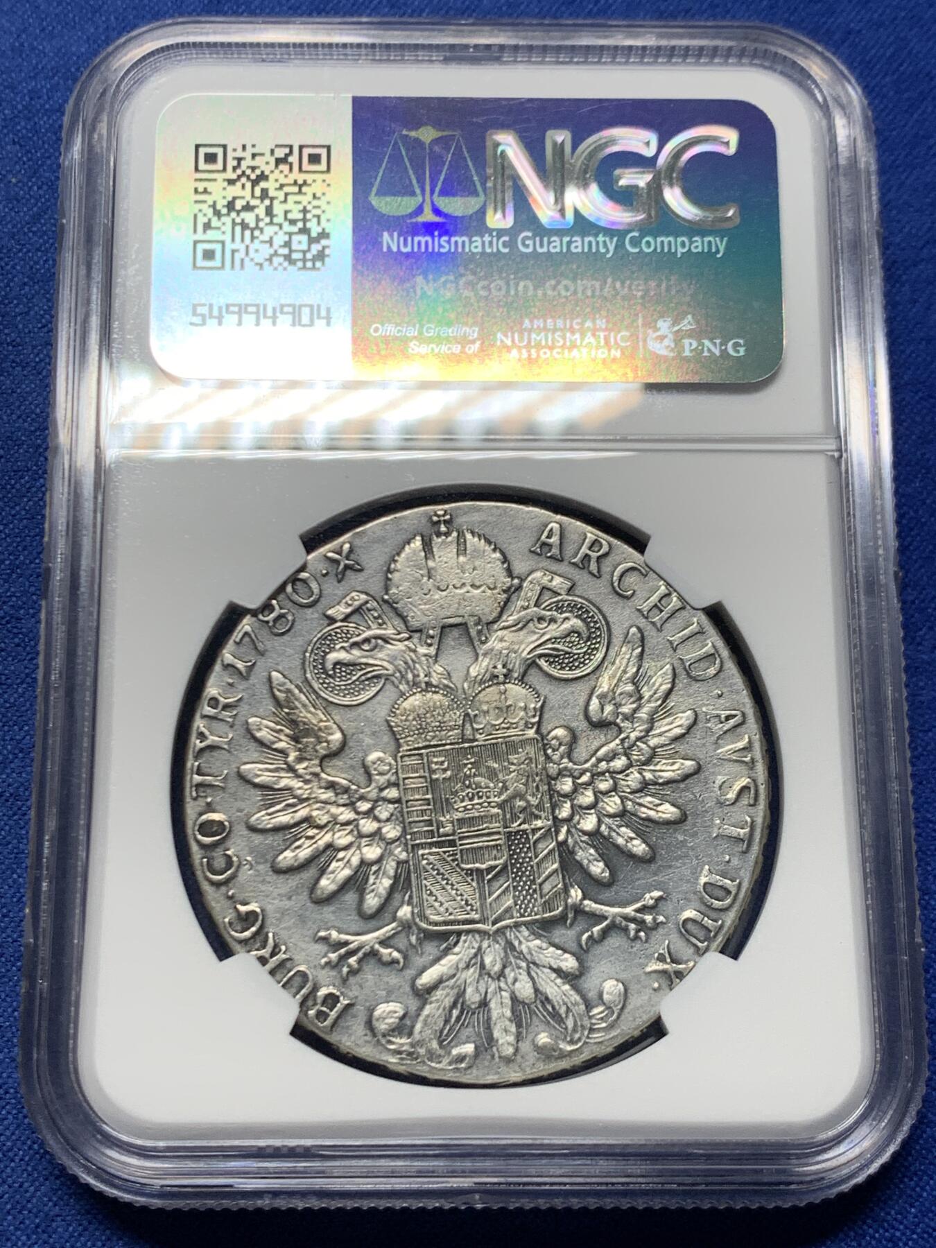 《竞宝斋》第456场 周日，周一，周二   3场连拍 （全场包邮）欢迎送拍 NGC AUD 1780后铸大奶妈泰勒银币