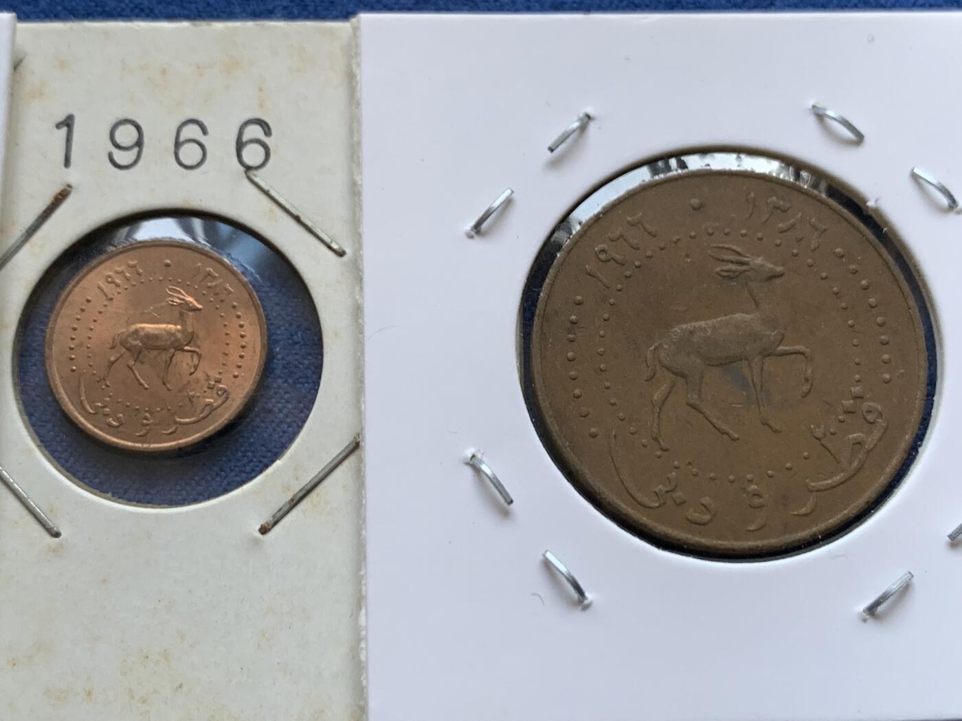 《竞宝斋》第456场 周日，周一，周二   3场连拍 （全场包邮）欢迎送拍 三枚一组 卡塔尔和迪拜 1966年 1/5/10迪拉姆 铜币 中东币少见品种 仅短暂流通的羚羊币 细节保存不错