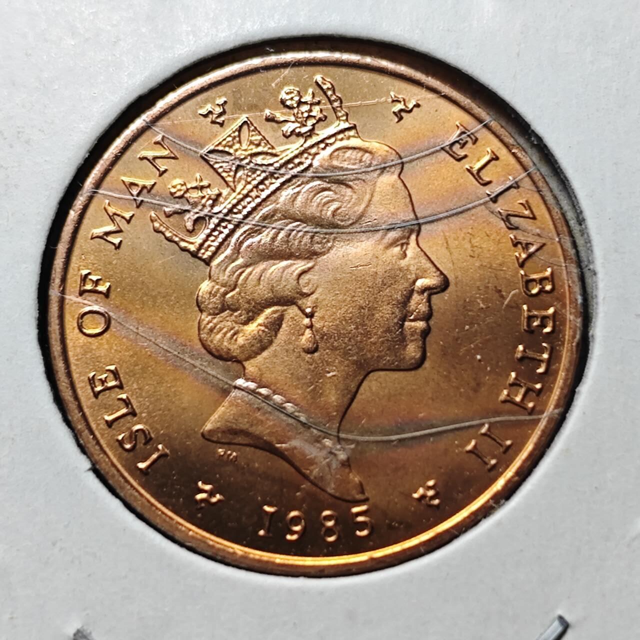 KK钱币收藏小铺  第400期  百期特拍（四拍之四）2月预留时间 周末发货 1985马恩岛1便士铜币 