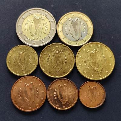 【全场包邮】纯粹捡漏拍494场 - 爱尔兰2002年首发版欧元8枚套币