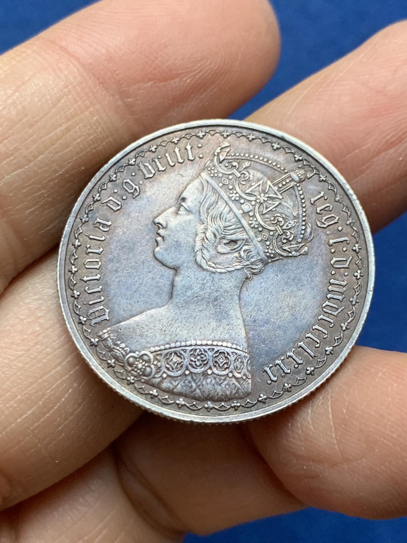 《竞宝斋》第456场 周日，周一，周二   3场连拍 （全场包邮）欢迎送拍 英国维多利亚哥特弗洛林银币