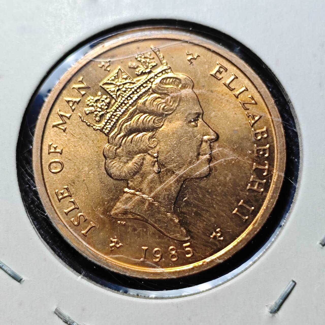 KK钱币收藏小铺  第400期  百期特拍（四拍之四）2月预留时间 周末发货 1985马恩岛2便士铜币 