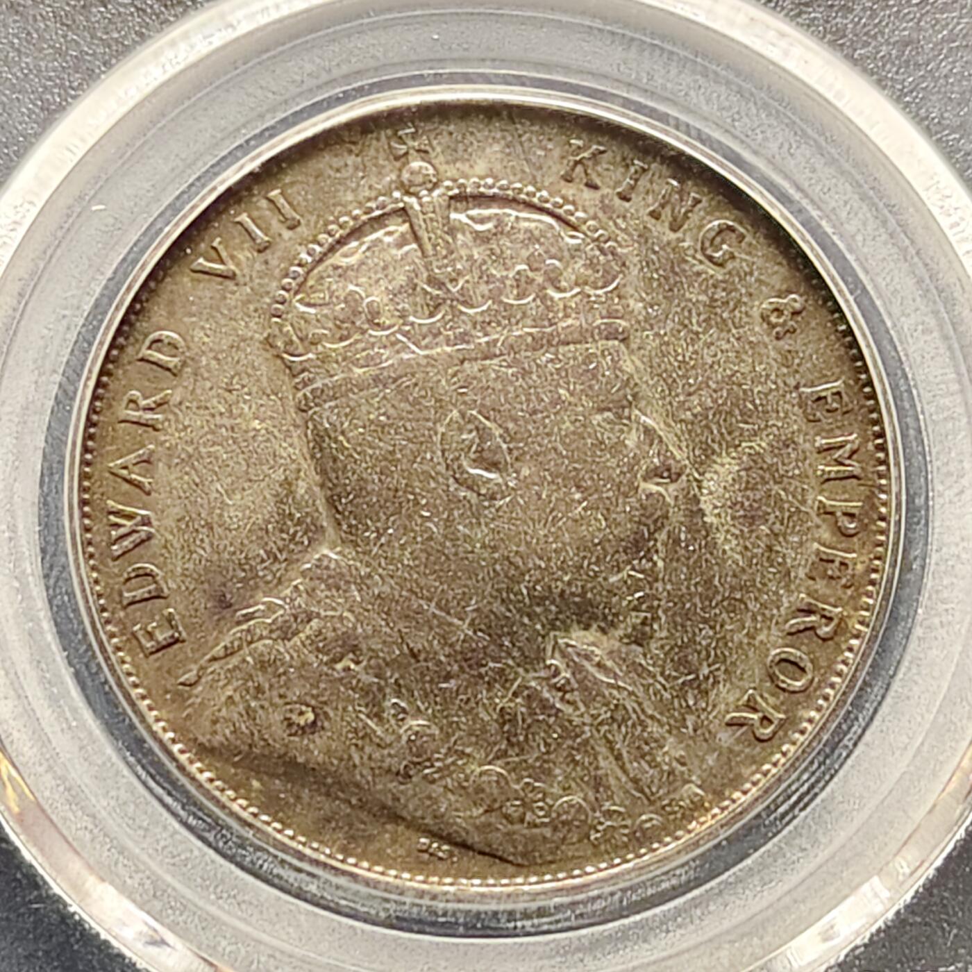 【全场包邮】纯粹捡漏拍495场-持续更新中 英属海峡1907年爱德华七世1元银币-公博XF06（评级编号27628）【纯银价约363元（按20元银价折算）】