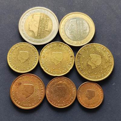 【全场包邮】纯粹捡漏拍494场 - 荷兰1999-2001年首发版欧元8枚套币