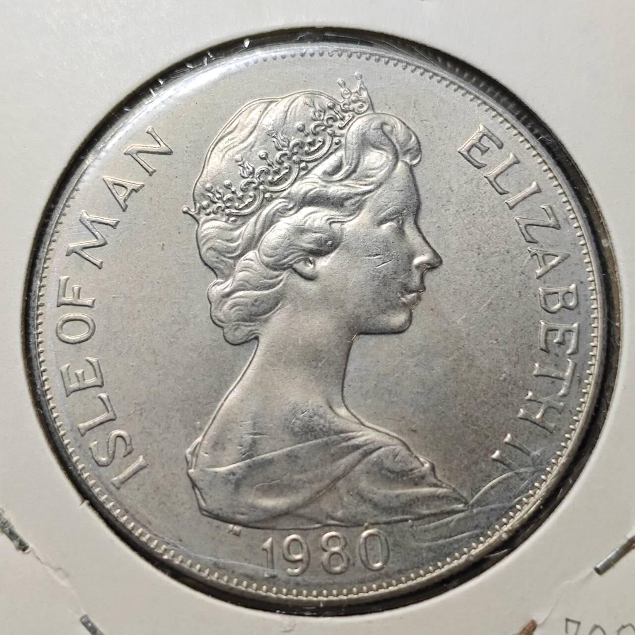 KK钱币收藏小铺  第400期  百期特拍（四拍之四）2月预留时间 周末发货  1980马恩岛1克朗纪念币 赛马200周年纪念