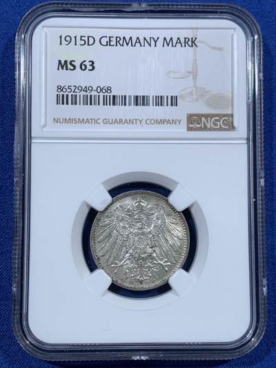 《竞宝斋》第456场 周日，周一，周二   3场连拍 （全场包邮）欢迎送拍 - NGC MS63 德国1915年1马克银币