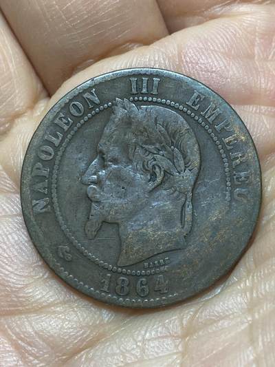 2026年第六场(总第一百七十五场）外国好品散币场(免佣金) - 法兰西第二帝国1864年10生丁(拿破仑三世第二版，BB标斯特拉斯堡造)