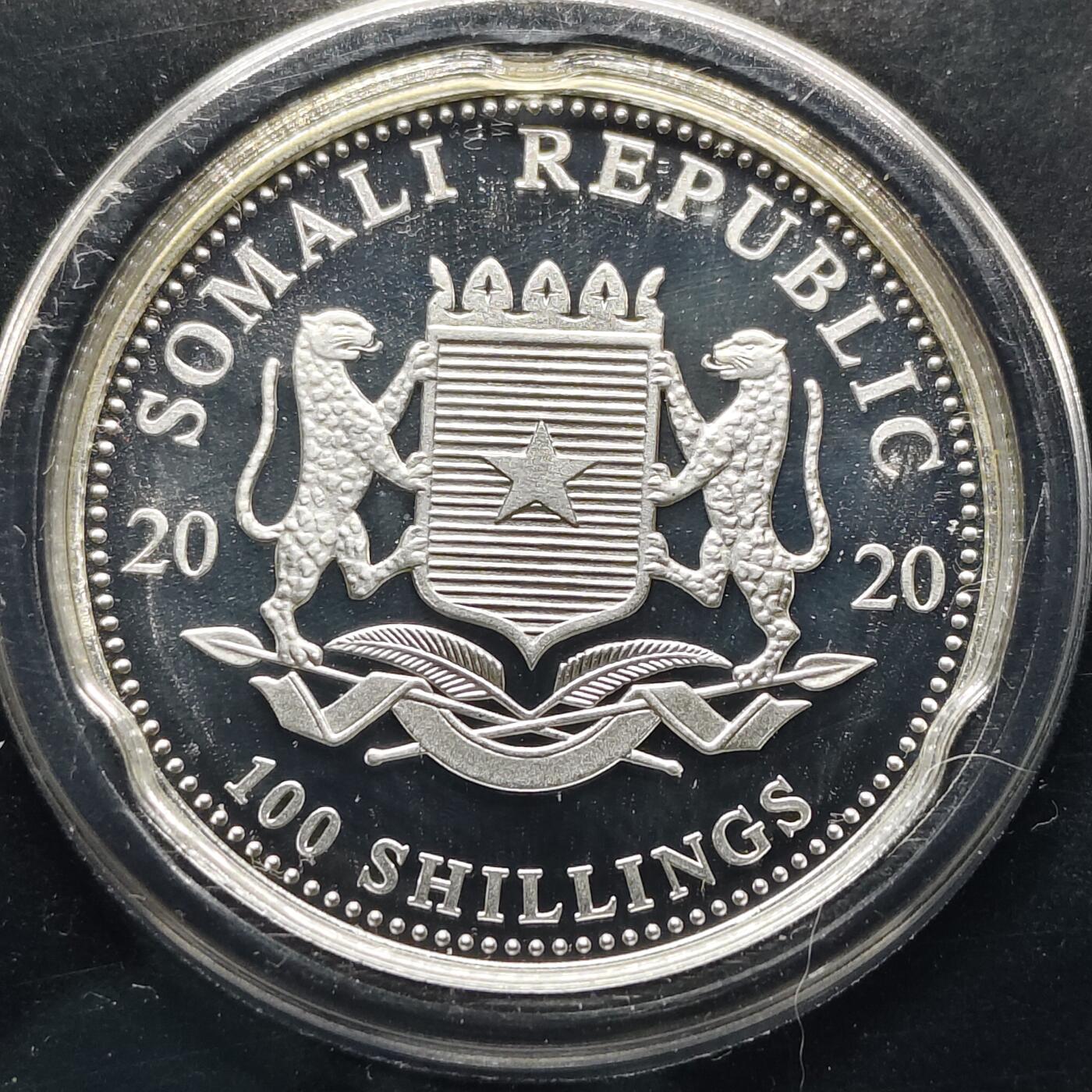 【全场包邮】纯粹捡漏拍495场-持续更新中 索马里2020年10先令大象1盎司9999卡装纯银币【35.2毫米31.1克，纯银价约622元（按20元银价折算）】