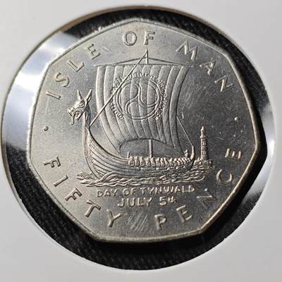 KK钱币收藏小铺  第400期  百期特拍（四拍之四）2月预留时间 周末发货 -  1979马恩岛50便士 海盗船 纪念币