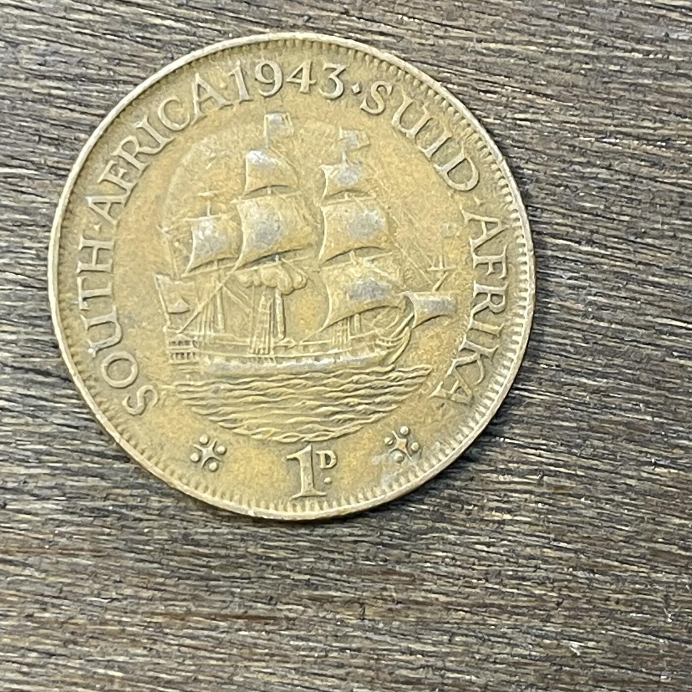 【铜匠收藏】★第138场★散币场。不寄存，30包邮。不满30元，支付5元运费。《接受代拍 代送NGC评级》 6【无寄存】英属南非乔治六世时期1943年1便士 青铜币 