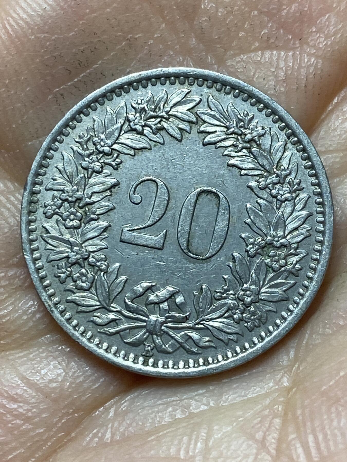 2026年第六场(总第一百七十五场）外国好品散币场(免佣金) 早期年份–瑞士🇨🇭1958年20拉彭(第三版，B标伯尔尼造)