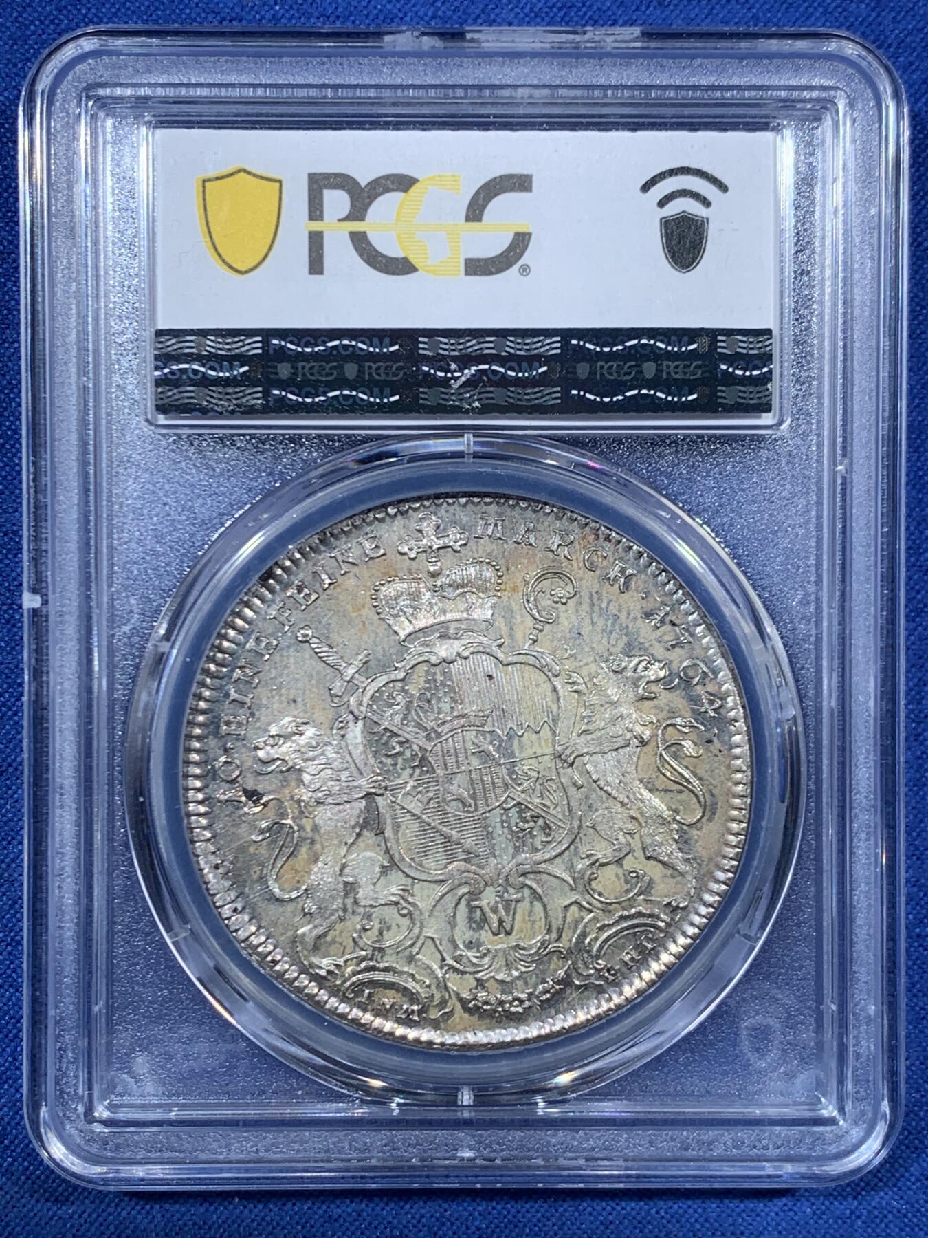 《竞宝斋》第456场 周日，周一，周二   3场连拍 （全场包邮）欢迎送拍 唯一冠军 PCGS MS63 德国 1764 维尔茨堡主教区 泰勒大银币 PL质感 极美藏品