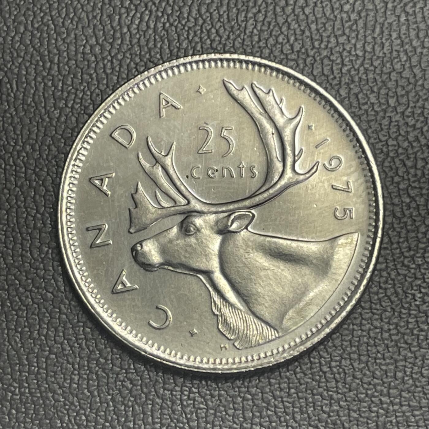 回流0119 加拿大1975年25分纯镍币 驯鹿🫎