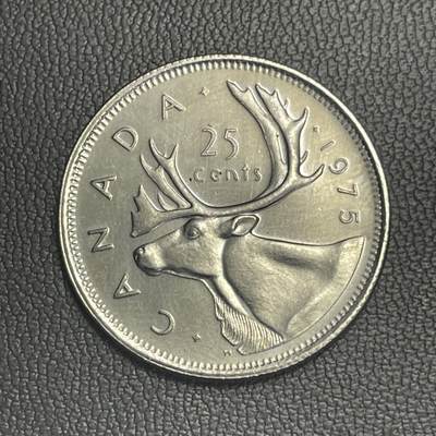 回流0119 - 加拿大1975年25分纯镍币 驯鹿🫎
