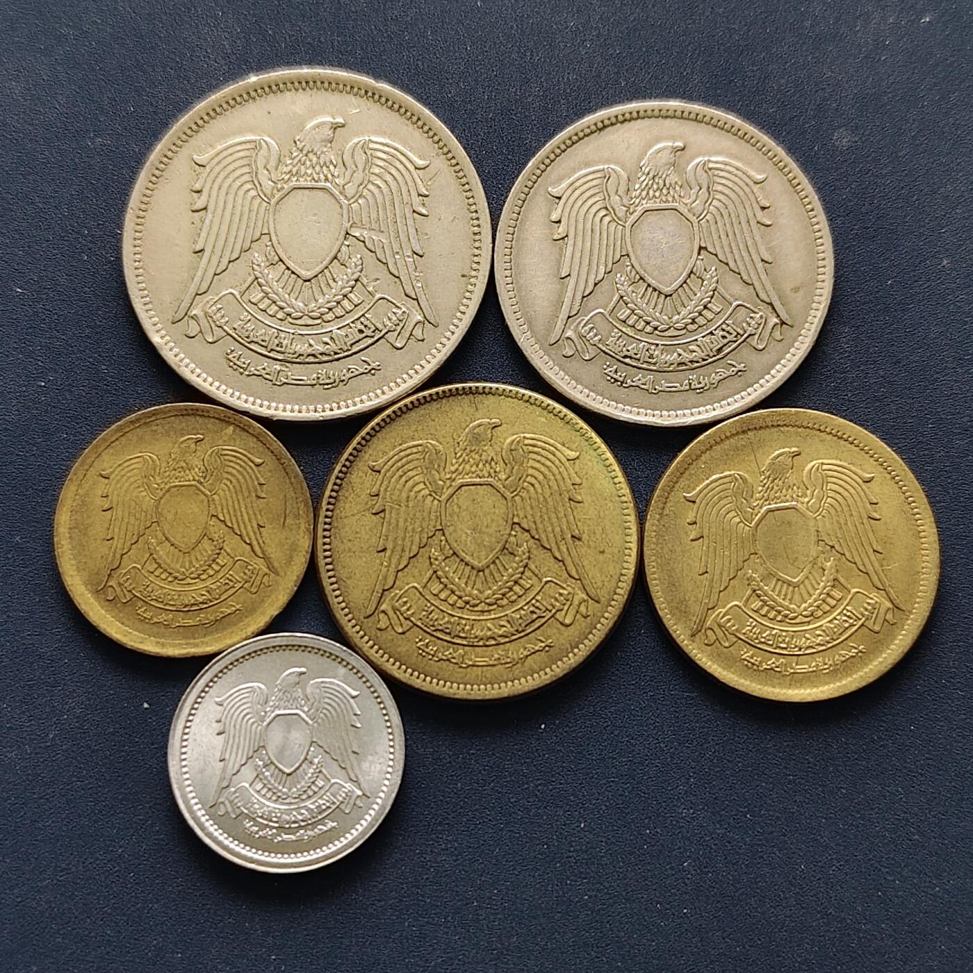 【全场包邮】纯粹捡漏拍494场 埃及1972-1980年鹰徽版6枚套币