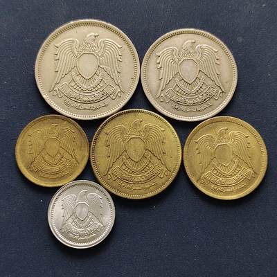 【全场包邮】纯粹捡漏拍494场 - 埃及1972-1980年鹰徽版6枚套币