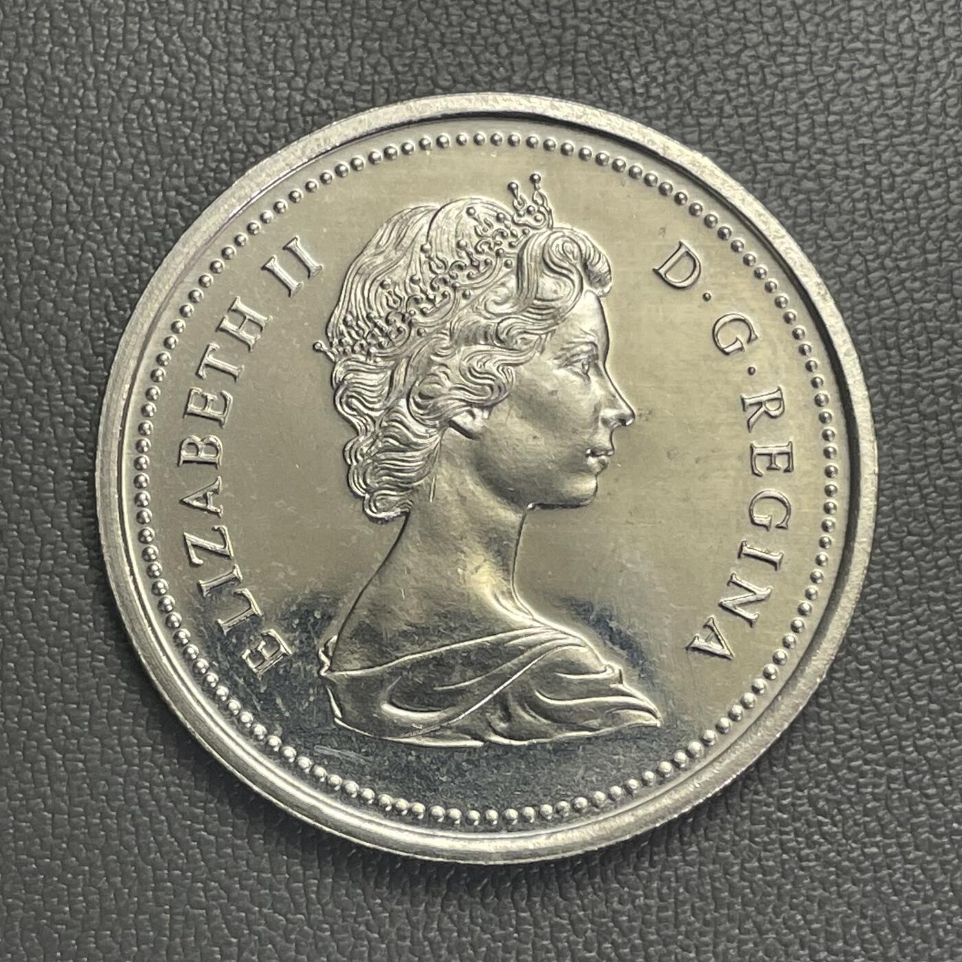 回流0119 加拿大1975年1加元纯镍币 独木舟、北极光