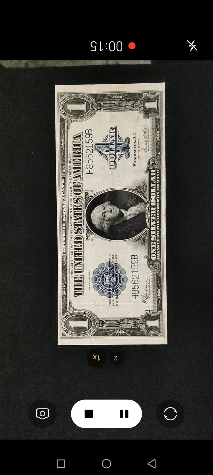 美国早期银币券1美元，1923年，大尺寸版，轻微流通