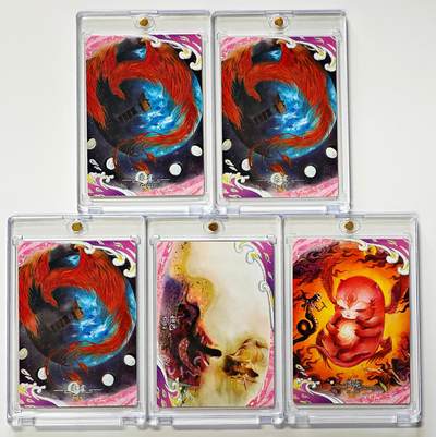 白泽拍卖卡牌手绘专场第31期（岁寒知松柏 春意已可期） - 2025 卡动 中国神话 鹿溟山 5张 朱雀c-01，妲己c-12，混沌c-03  卡砖封装