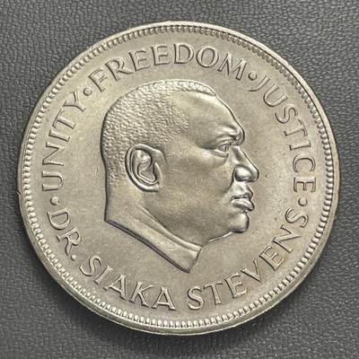 回流0119 - 极少 全新塞拉利昂1974年1利昂 塞拉利昂银行成立十周年大型纪念币