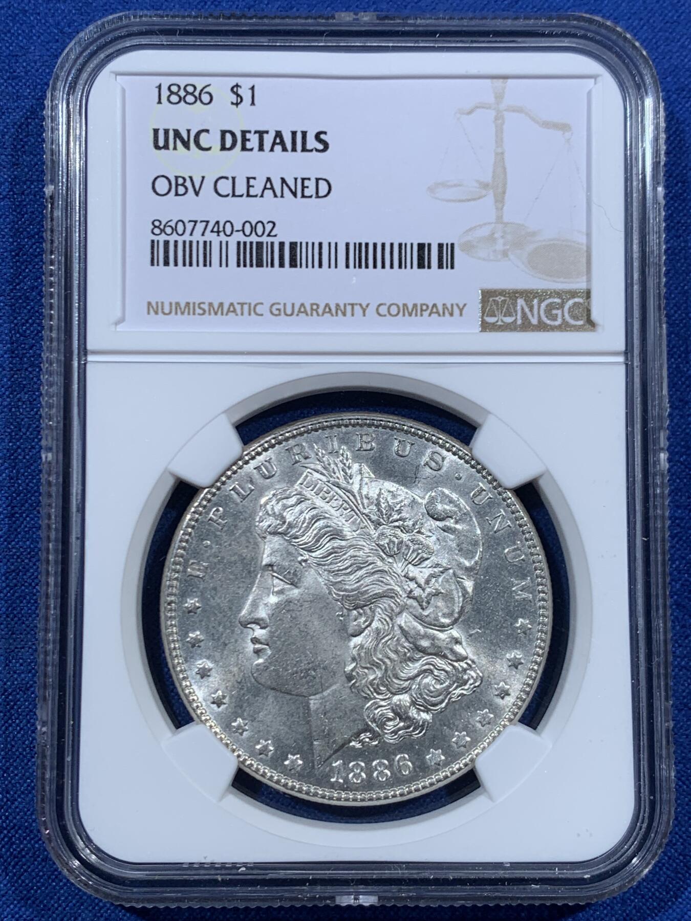 《竞宝斋》第456场 周日，周一，周二   3场连拍 （全场包邮）欢迎送拍 NGC UNC 美国 1886年 摩根1美圆 银币