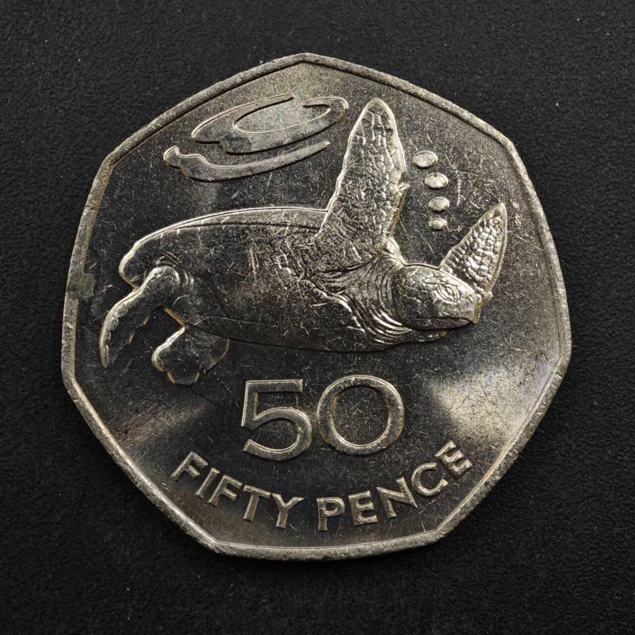 【淘币小摊】实时拍第八百四十六拍   散币场   满百包邮可预留二周 每周一统一发货   圣赫勒拿1984年50便士海龟镍币