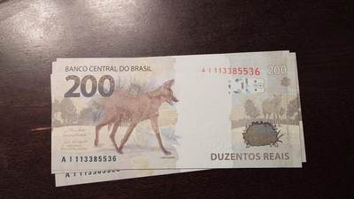 【新年七拍】世界钱币～微拍第228期暨2026年第7期  中小单价原刀卖剩号码精选部分 - 2020年巴西200雷亚尔 全新绝品无47尾号5536