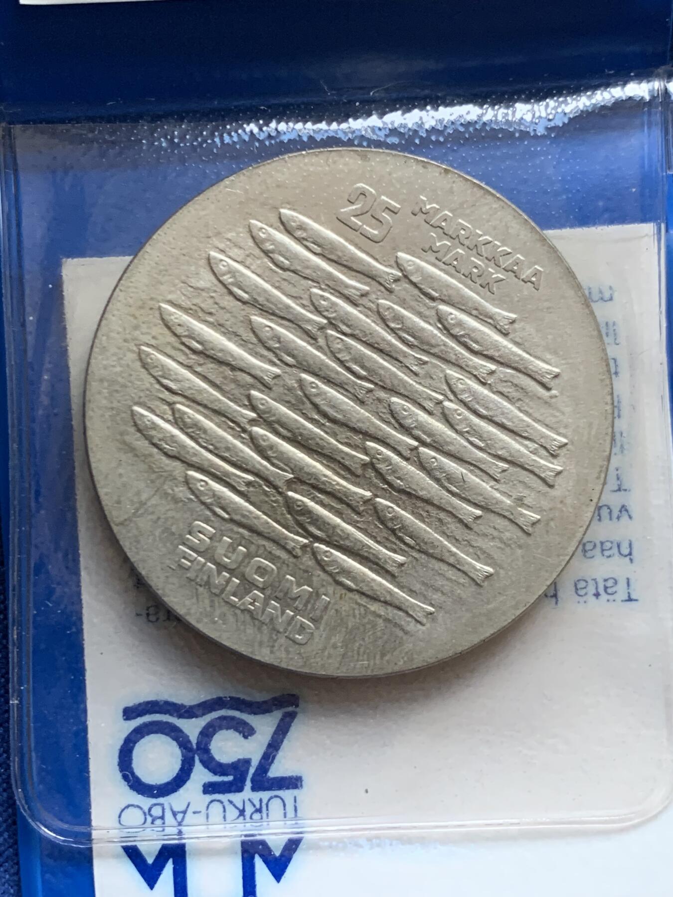 《竞宝斋》第456场 周日，周一，周二   3场连拍 （全场包邮）欢迎送拍 两枚一组 芬兰25马克银币 500银 1978年北欧世界滑雪锦标赛 26.2克 + 1979年图尔库建城750周年 26.3克