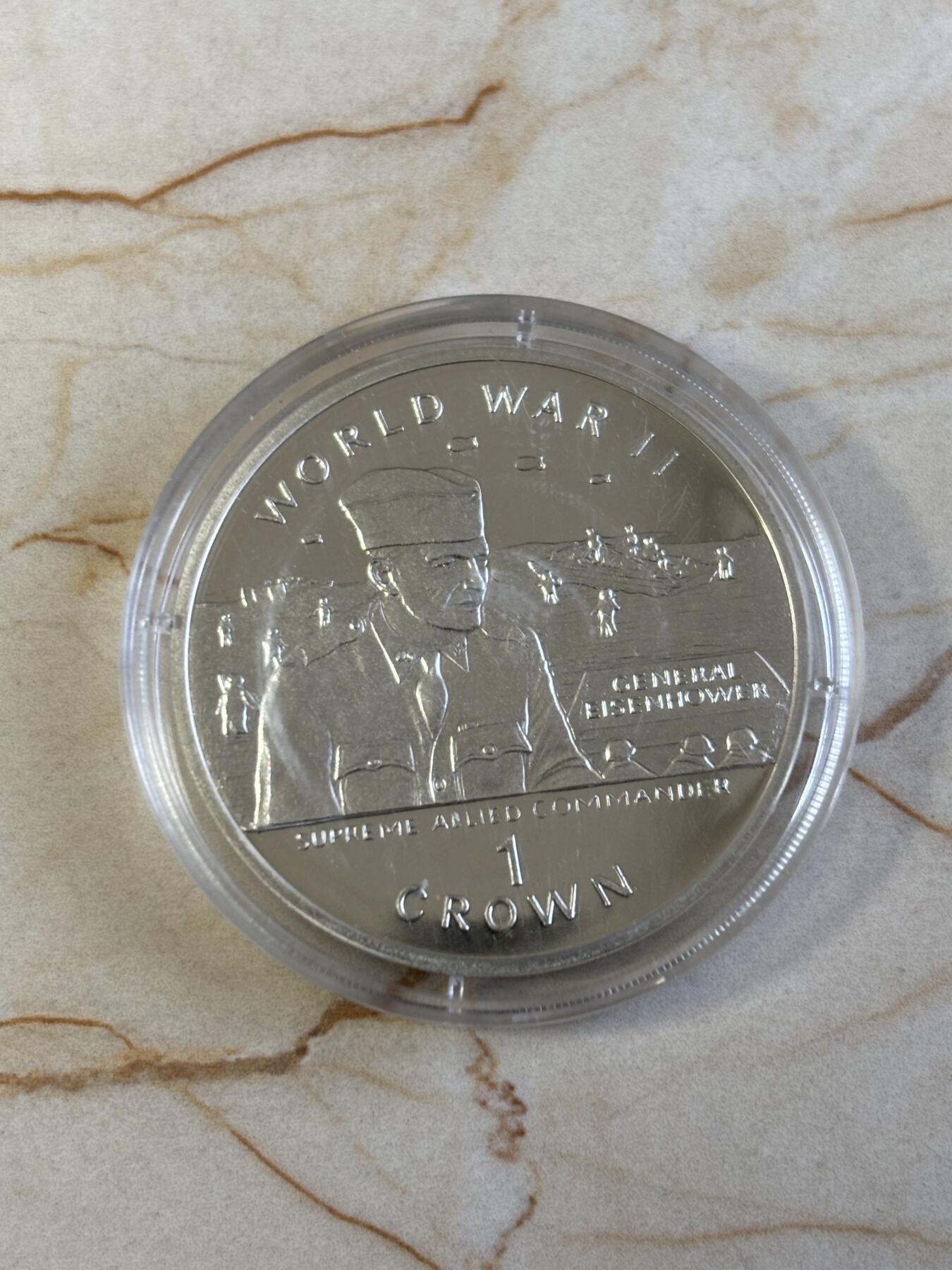 第187期拍卖 直布罗陀1994年艾森豪威尔将军纪念银币，28.28克，925银【银价502】