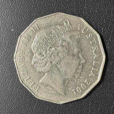 【铜匠收藏】★第136场★客户代拍 散币场，无寄存！！无佣金，30包邮。不满30元，支付5元运费。《接受代拍 代送NGC评级》 - 澳大利亚2001年50分铜镍币