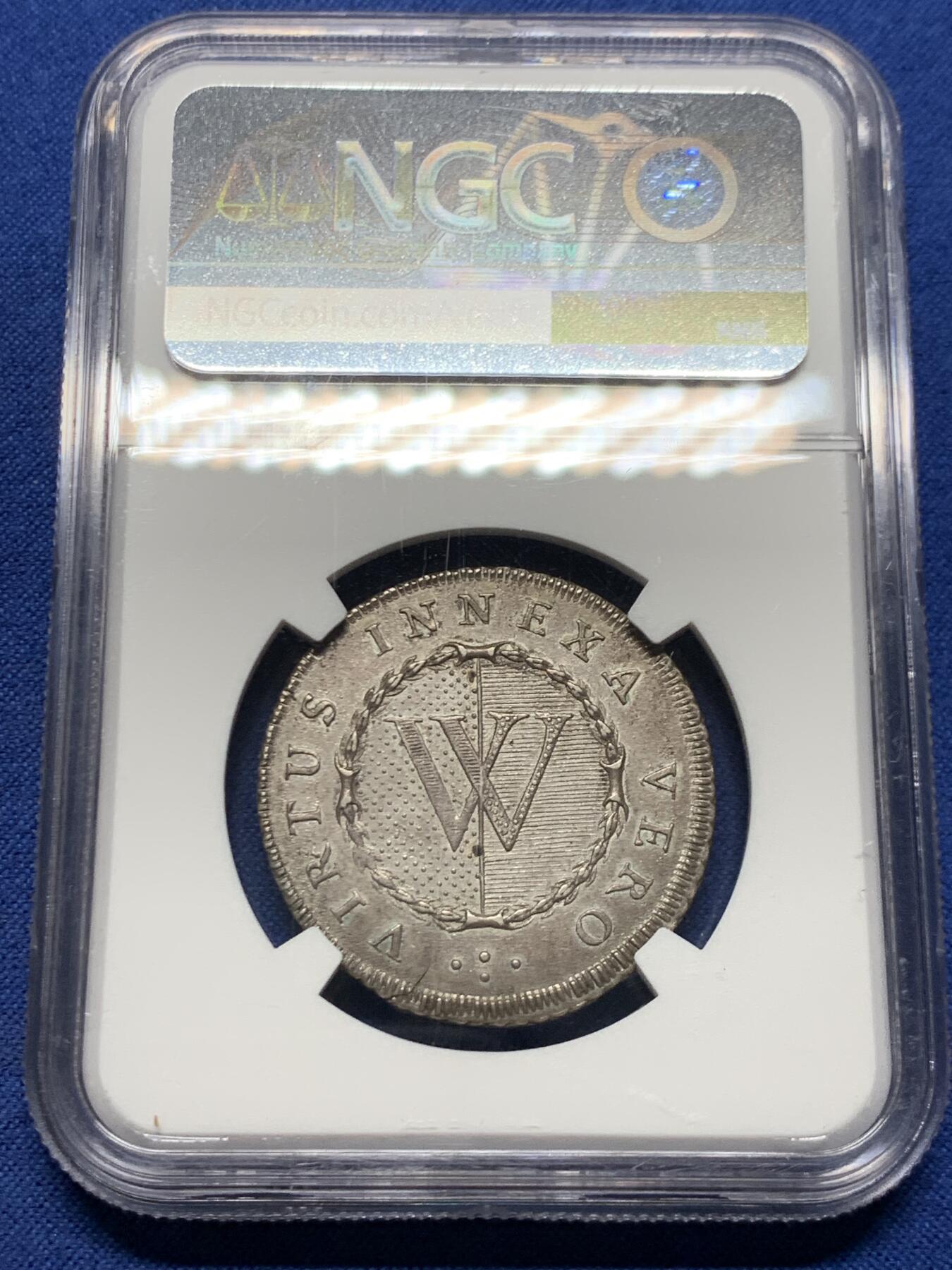 《竞宝斋》第456场 周日，周一，周二   3场连拍 （全场包邮）欢迎送拍 NGC AU58 瑞士 沃州学校银质奖章 莫里科费尔作品 早期经典品种