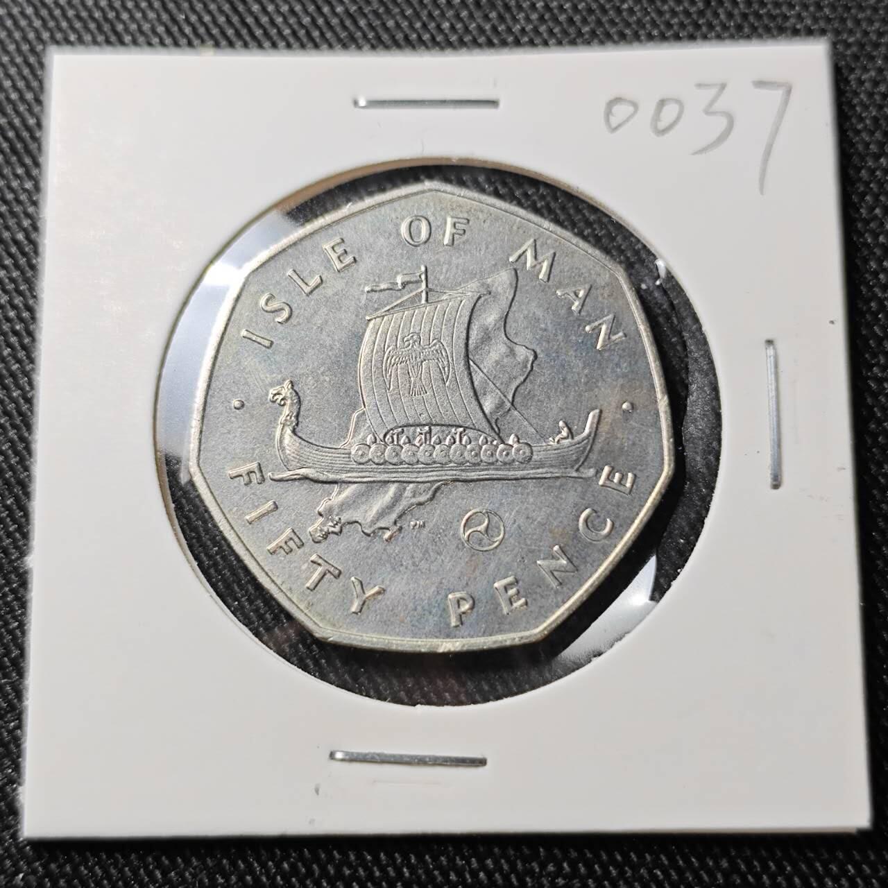 KK钱币收藏小铺  第400期  百期特拍（四拍之四）2月预留时间 周末发货   1979马恩岛50便士 带小三轮火轮