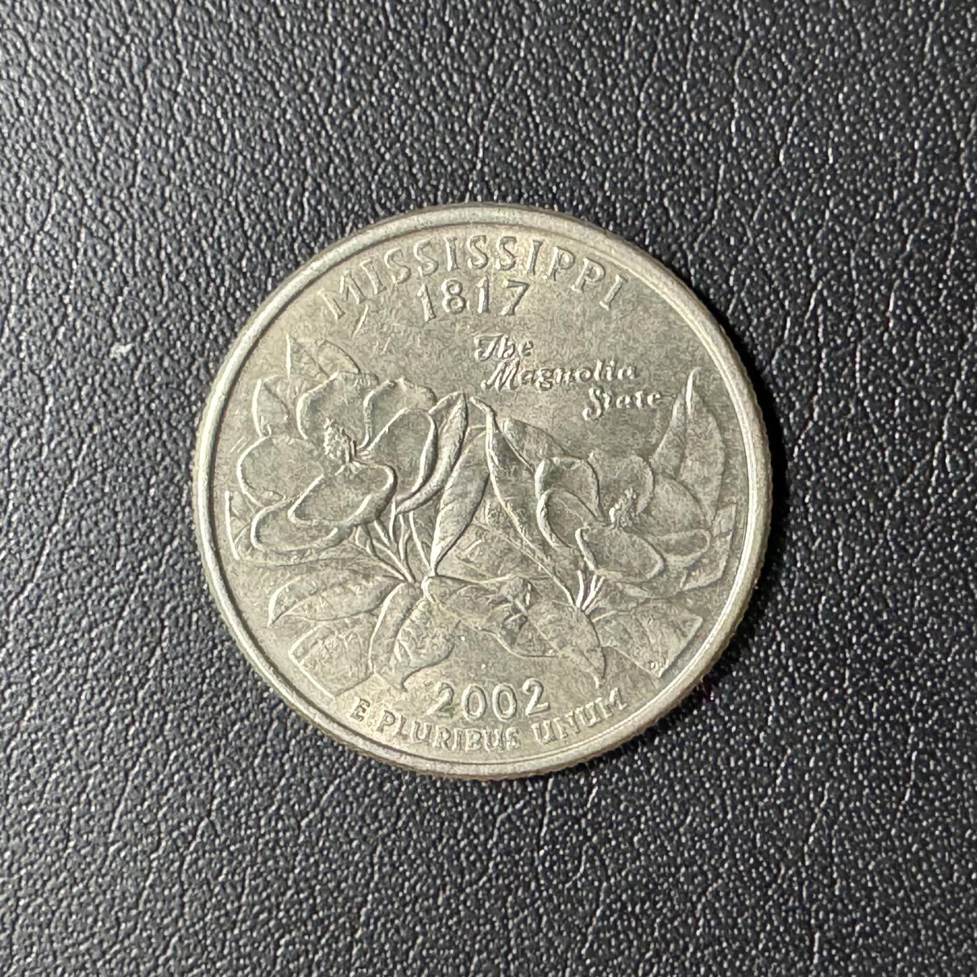 【铜匠收藏】★第136场★客户代拍 散币场，无寄存！！无佣金，30包邮。不满30元，支付5元运费。《接受代拍 代送NGC评级》 美国2002P密西西比州25美分铜币