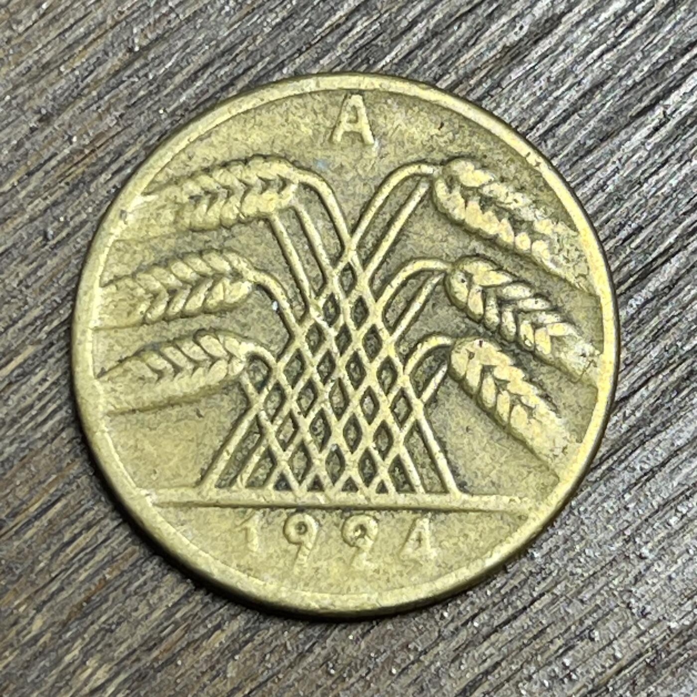 【铜匠收藏】★第138场★散币场。不寄存，30包邮。不满30元，支付5元运费。《接受代拍 代送NGC评级》 2【无寄存】1924 德国魏玛 1 芬尼 铜币