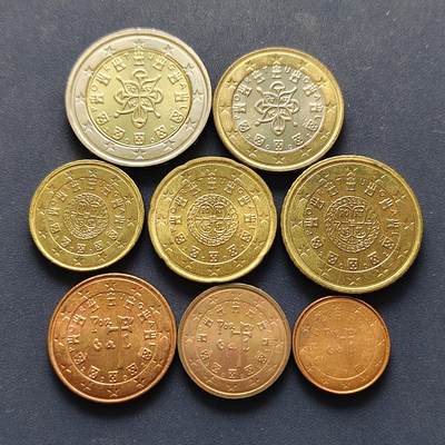 【全场包邮】纯粹捡漏拍494场 - 葡萄牙2002年首发版欧元8枚套币